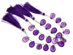 Perles de quartz améthyste AAA+ 12x16mm, taille poire concave, couleur naturelle rare, pierres précieuses de quartz hydro facettées pour bijoux - Product Image 3