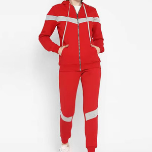 Atractivo color zip up estilo con paneles reflectantes Venta caliente peso pesado 250 + GSM servicios personalizados OEM mujeres chándales - Product Image 2