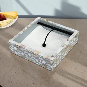 Meilleure qualité élégante personnalisable résine nacre boîte à mouchoirs conteneur de stockage pour restaurant et hôtel nouvelle vente - Product Image 1