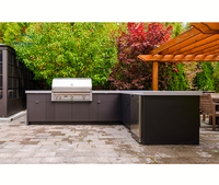 Meuble de cuisine extérieur en acier inoxydable toutes saisons avec porte vitrée, évier, robinet de salle à manger, charnière, design modulaire moderne