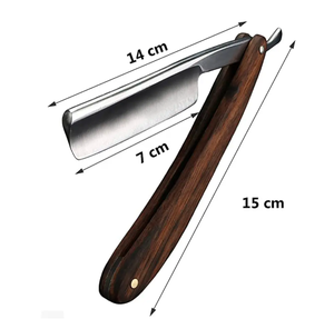Rasoir à gorge coupe droite manuel en acier inoxydable industriel de haute qualité pour hommes manche en bois rasage de barbier à bord droit - Product Image 2