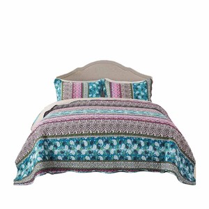 Ensemble de couvre-lit trois pièces imprimé numérique 3D floral moderne taie d'oreiller textile maison avec fleurs de mandala - Product Image 1