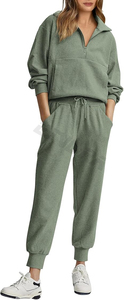 Venta al por mayor de ropa de calle personalizada, chándal de punto, conjuntos de ropa de salón, pantalones de mujer, Top, conjunto de 2 piezas informal - Product Image 2