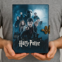 Carnet en cuir véritable tendance style école de sorcellerie classique avec serrure en C, livre de sorts, cadeau fait main pour les fans de fantasy et d'Halloween