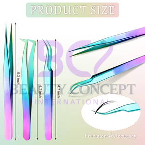 Best Seller OEM Service Curved Grafted Eyelash Extension Tweezers Stainless Steel Straight Tip Lightweight Durable Beauty Tool - Product Image 3