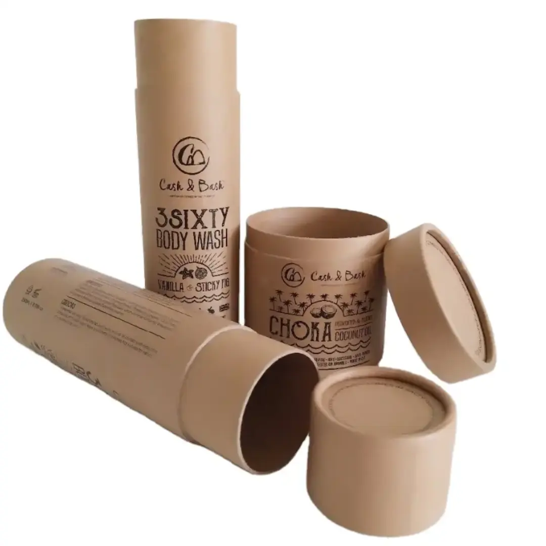 Cylindre boîte d'emballage écologique Tubes en carton papier kraft sac à main en papier en gros avec carte de voeux