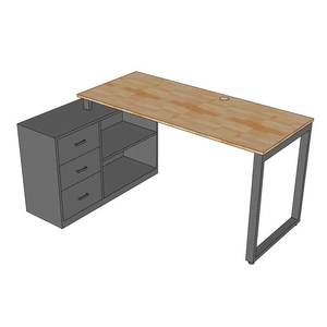 Escritorio Esquinero en Forma de L con Patas de Gabinete, 140x100cm, Madera de Caucho CD68028, con Cajón - Product Image 5