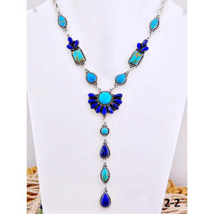 Collier tendance sud-ouest fait main, multi-pierres, turquoise, perle, diamant, argent sterling, motif floral doré, perles pour mariages - Product Image 2