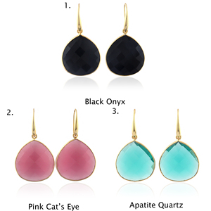 Pendientes de Ónice Negro con Corte Checker, Chapados en Oro de 18k, con Forma de Corazón, para Mujer, Venta al Por Mayor - Product Image 6