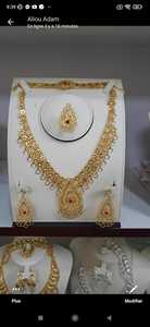 Conjunto de joyería vintage chapada en oro de 24 quilates, collar de cobre de 18 quilates, pendientes, patrón de flores, circón, EE. UU., Francia, accesorio de moda, aniversario - Product Image 2