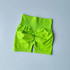 Shorts Deportivos para Mujer, Color Durazno, Levanta Glúteos, Cintura Alta Elástica, Sólidos, Impermeables, Resistentes al Viento, Transpirables, 100% Poliéster - Product Image 4