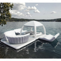 Personnalisé Sports Nautiques DWF Gonflable Flottant Tente Plate-Forme Air Ponton Cabana Canapé Eau Salon Radeau Gonflable Dock Île