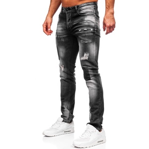 OEM y ODM Hombres Casual Tallas grandes Skiny Washed Jeans Transpirable Impermeable Denim Flat Front Style Personalizable para la temporada de invierno - Product Image 1