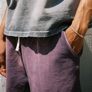 Men's Retro Acid Wash Denim Shorts with Distressed <b>Detailing</b>, Ideal for Casual Everyday Wear, Comfortable Fit - Product Image 5