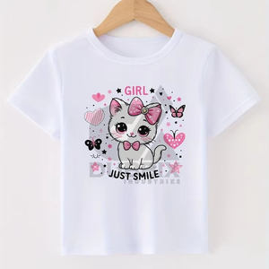 Camiseta de Manga Corta con Logotipo Personalizado, 100% Algodón, Camisetas Blancas para Niños y Niñas al por Mayor - Product Image 3