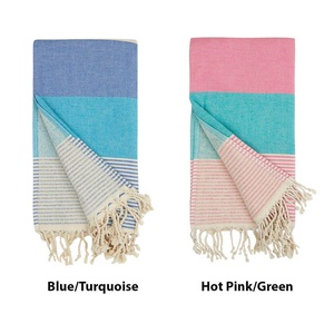 Toalla Turca con Reverso de Felpa Hawaiana, Rayas Bicolor, 100% Algodón - Product Image 2