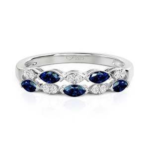 Jeulia Classic Double-Row Half Eternity Wedding Band-Yellow <b>Gold</b> <b>Sapphire</b> <b>Ring</b> - Product Image 1
