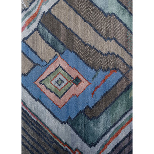 Tapis Manchaha 9x12 noué à la main en laine et soie de bambou, motif géométrique, pour salon et couloir, rectangulaire, Les-2452, gris et noir - Product Image 3