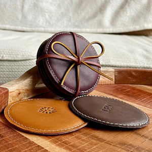 Juego de posavasos de cuero para hombres Posavasos de diseño masculino Regalo del Día del Padre - Product Image 2