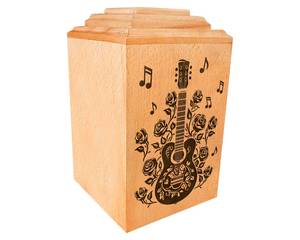 Urna de cremación de madera para guitarra, urna funeraria para amantes de la música con personalización de notas musicales con grabado en varios colores - Product Image 6