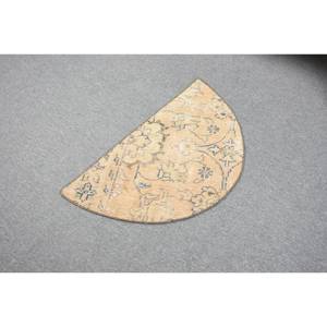 Tapis en laine bleu Beige classique 2.5x1.5 pieds Design Patchwork turc fait à la main pour salon chambre Rectangle couloir en peluche Latex - Product Image 4