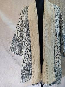 Chaqueta de manga larga con estampado Floral para mujer, chaqueta de invierno hecha a mano, color gris - Product Image 5