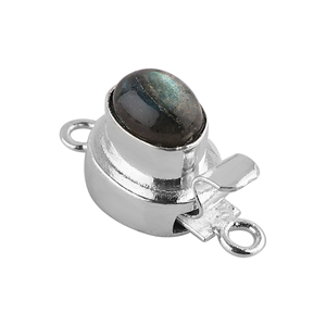 Forme ovale 23X11X10MM argent et plaqué or 18 carats Labradorite fermoir de boîte de pierres précieuses B618 fermoir de fabrication de bijoux pour 1 et 2 brins - Product Image 4