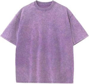Camiseta de moda lavada con ácido con mangas cortas de textura desgastada retro y tela de algodón suave para uso diario informal - Product Image 6