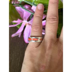 Navajo Handmade Red Spiny Oyster & Sterling Silver Statement Ring - Product Image 2