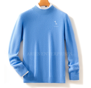 Jersey de punto informal clásico para hombre, suéter transpirable de manga larga con mezcla de lana, logotipo frontal de tela para Otoño Invierno - Product Image 2