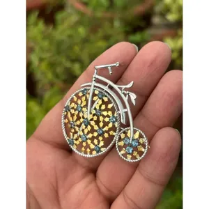Broche et pendentif en topaze bleue de Londres naturelle, en argent sterling 925, bijoux fins faits à la main, cadeau de luxe, plaqué rhodium - Product Image 3