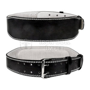 Ceinture d'haltérophilie professionnelle à double broche avec boucle en acier en cuir véritable pour la dynamophilie - Product Image 1