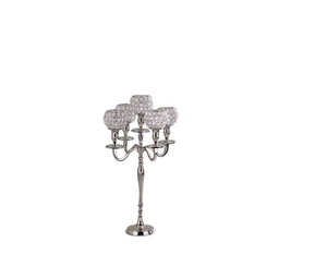 Bougeoir votif de haute qualité au design personnalisé avec cinq bras en cristal perlé pour hôtel, banquet, restaurant, mariages et fêtes - Product Image 1