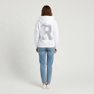 Sudadera con capucha de diseño para hombre con pedrería, impresión de logotipo personalizado, sudadera con cremallera para hombre, sudadera con capucha corta estilo streetwear con pedrería, personalizable en blanco - Product Image 2