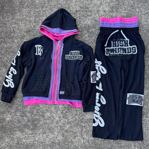 Venta al por mayor de ropa de calle, chándal lavado con ácido, sudaderas recortadas con cremallera, conjunto de chándal, pantalones de chándal Vintage y conjunto de Sudadera con capucha para hombres - Product Image 6