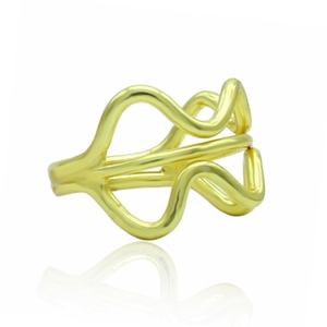 Anillo de Latón Vintage con Baño de Oro de 18K, Diseño Liso con Incrustaciones, Joyería de Moda Unisex para Niños, Regalo con Engaste de Garra - Product Image 2