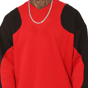 Sudadera de cuello redondo personalizada para hombre, ropa de calle de algodón grueso de peso pesado, costura de Color, temporada de invierno, bordado con cuentas - Product Image 4