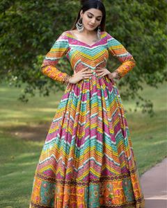 Women Anarkali <b>Gota</b> Zari Embroidery Work Long Flared Gown and Dress for Any Festive Season and Party Wear Collection - Product Image 2