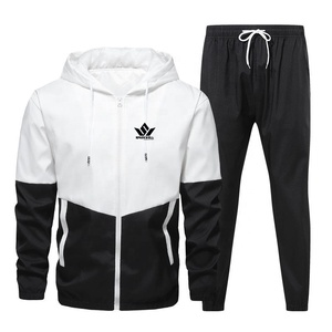 Design Quick Dry Polyester Sweatpants Set Spring Wear tittle Men's Full <b>Zip</b> <b>Hooded</b> Tracksuit Set Color Block Design Quick Dry - Product Image 4