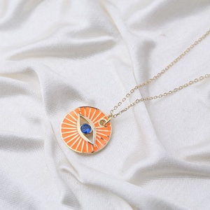 Eye Design Orange émail couleur collier fait à la main turc 925 bijoux en argent Sterling - Product Image 2