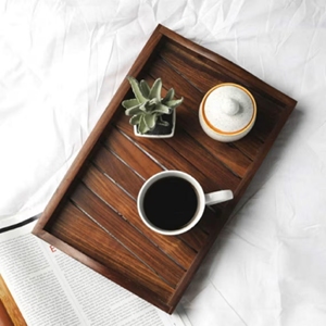 Plateau de service marron fait main Plateau à café en bois boire votre café et thé Plateau en bois Produits en bois - Product Image 1