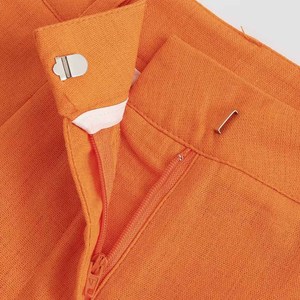 กระโปรงขาสั้นผ้าลินินผสมสไตล์ลำลองสำหรับผู้หญิง ฤดูใบไม้ร่วง 2023 เอวสูง เป็นมิตรกับสิ่งแวดล้อม ระบายอากาศได้ดี แห้งเร็ว แต่งระบาย - Product Image 5