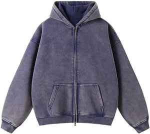 Sudadera con capucha de lavado ácido de gran tamaño para hombre, ropa de calle Vintage holgada, sudadera informal con capucha de algodón de peso pesado, sudadera estilo pulóver - Product Image 4