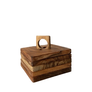 Wooden <b>Coasters</b> for Drinks Natural Acacia <b>Wood</b> Drink <b>Coaster</b> Set for Drinking Glasses Tabletop for Any Table Type Set of 4 - Product Image 1