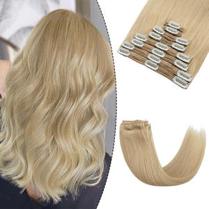 Extensiones de Cabello con Clip, Cabello Humano Remy Vietnamita, Natural, Grueso, con Puntas Completas, 100g, Doble Trama a Máquina, para Mujeres, Uso Diario y Bodas, Lo Mejor - Product Image 1