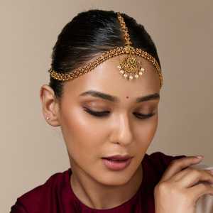 Antique Tikka 187997 Women's <b>Necklace</b> and Earring Sets Zinc Alloy Gold Polish for Wedding Occasions - Product Image 3