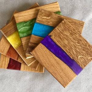 Sous-verres artisanaux en bois de manguier et résine avec variété de couleurs personnalisées - nouvelle tendance américaine demandée - Product Image 1