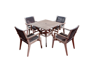 High Quality Durable Modern Ovan <b>Walnut</b> Wood 5-Piece Dining <b>Table</b> Chairs Set Mattress for Home Hotel Apartment Villa Easy - Product Image 4