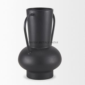 Vases en métal à la mode de couleur noire élégante avec une forme circulaire unique avec un design de base moderne pour des accents de maison élégants - Product Image 5