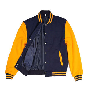 Chaqueta de bombardero con parches de logotipo personalizado, chaqueta universitaria de manga de cuero Bomber de hip hop informal vintage Letternan - Product Image 5